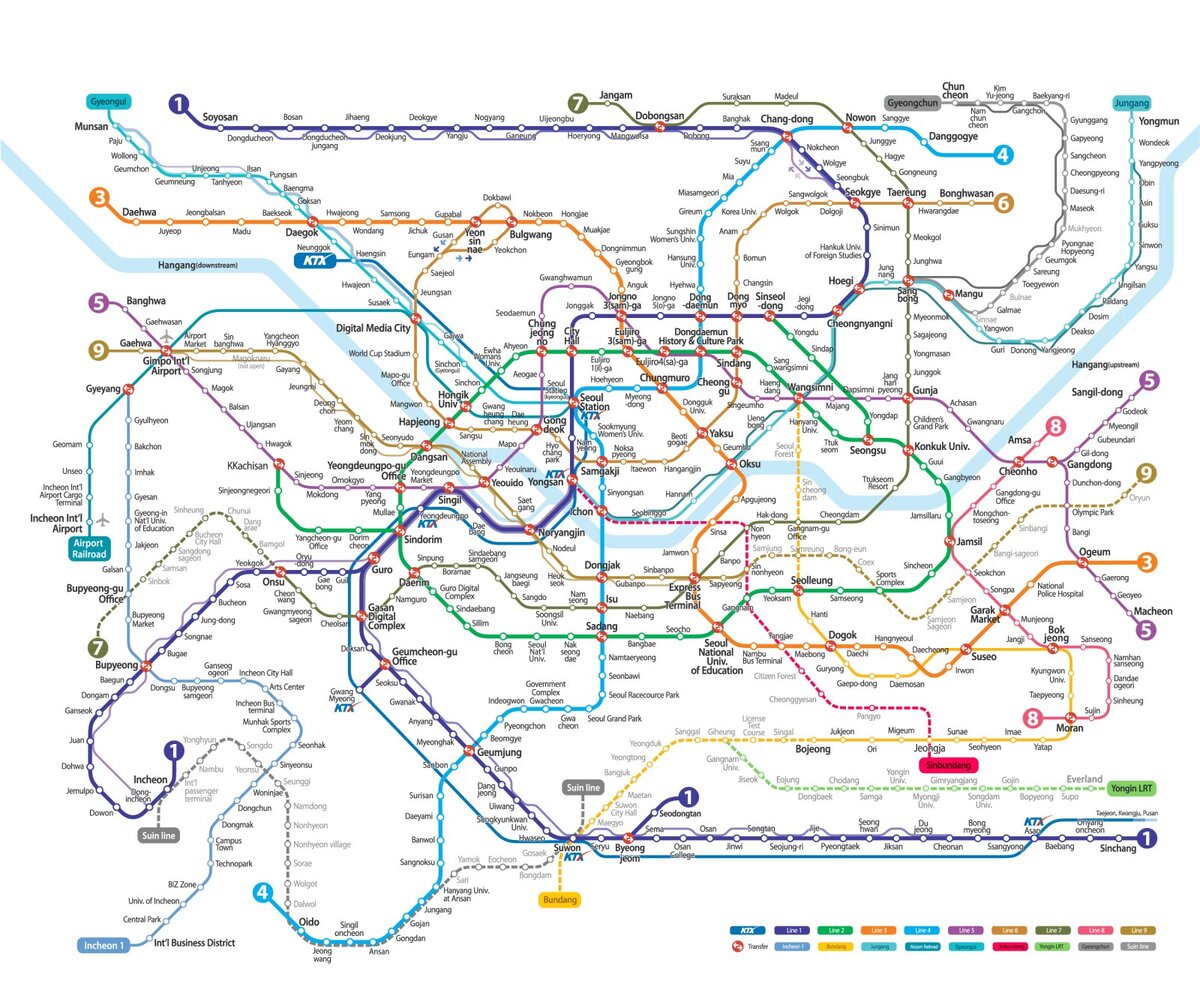 Карта метро в корее на русском языке