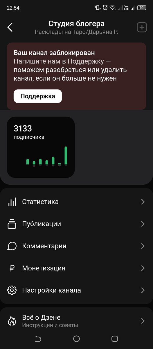 Скриншот блокировки канала и его удаления из поиска соответственно. 