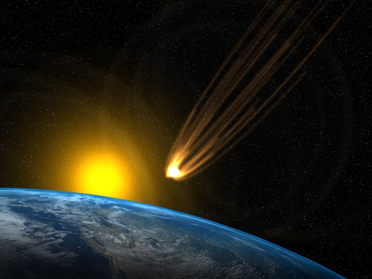 Астероиды вокруг солнца. Комета в космосе. Комета из космоса. Комета и солнце. Земля с кометой.