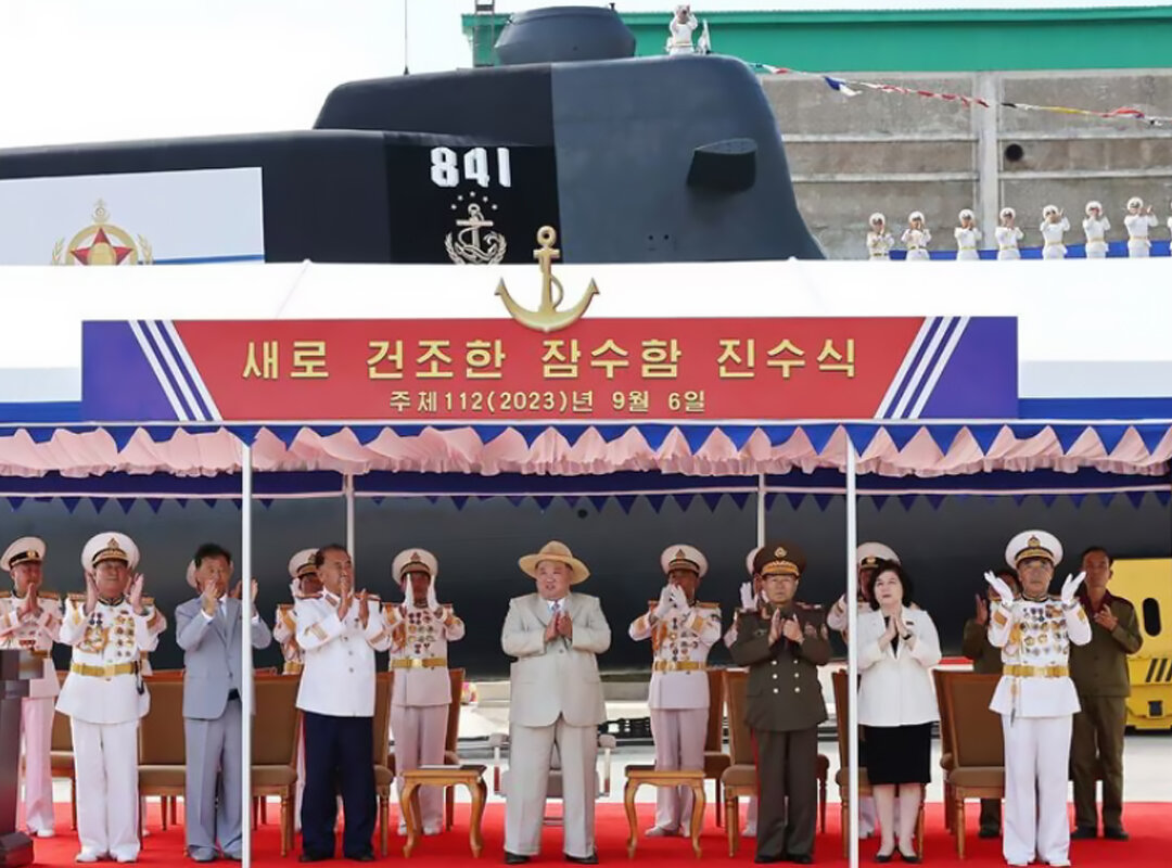 used image: North Korean leader Kim Jong Un was a launching ceremony for a new tactical nuclear attack submarine in North Korea // Internet