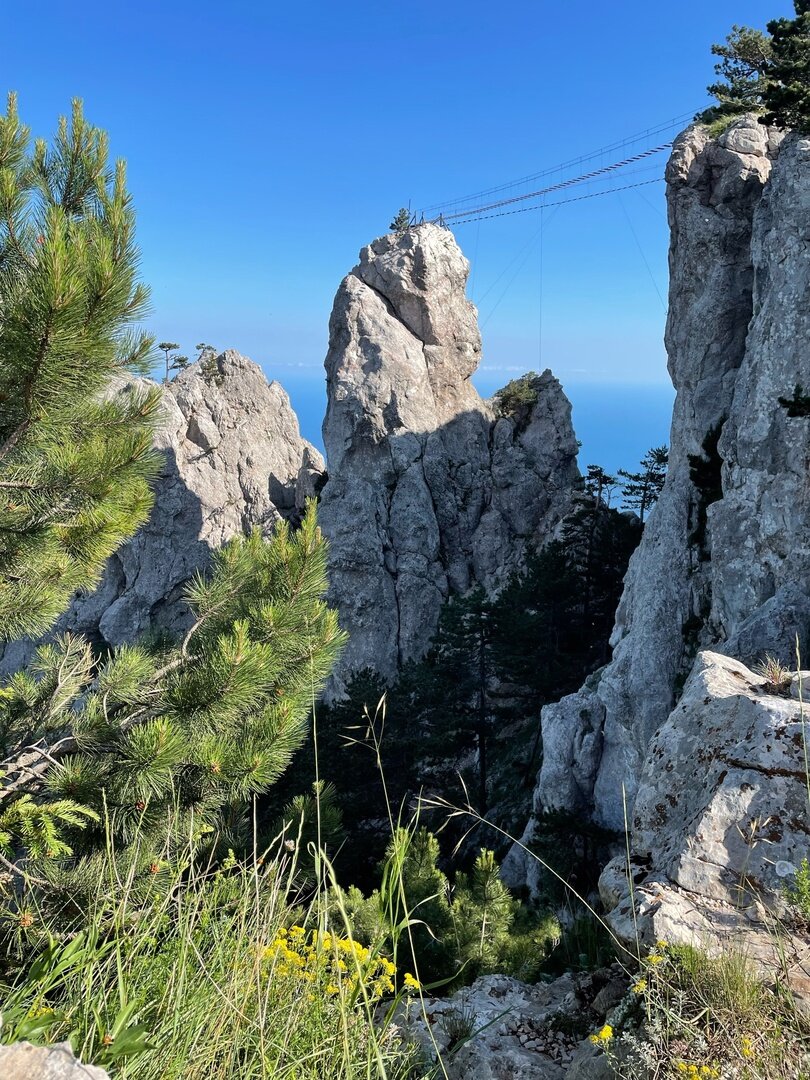 Канатная дорога между зубцами, гора Ай-Петри, июнь 2023 г.