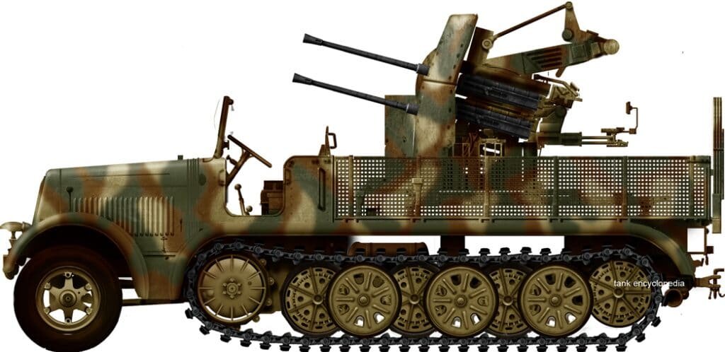 2 cm Flakvierling 38  auf Selbstfahrlafette Sd.Kfz. 7/1.