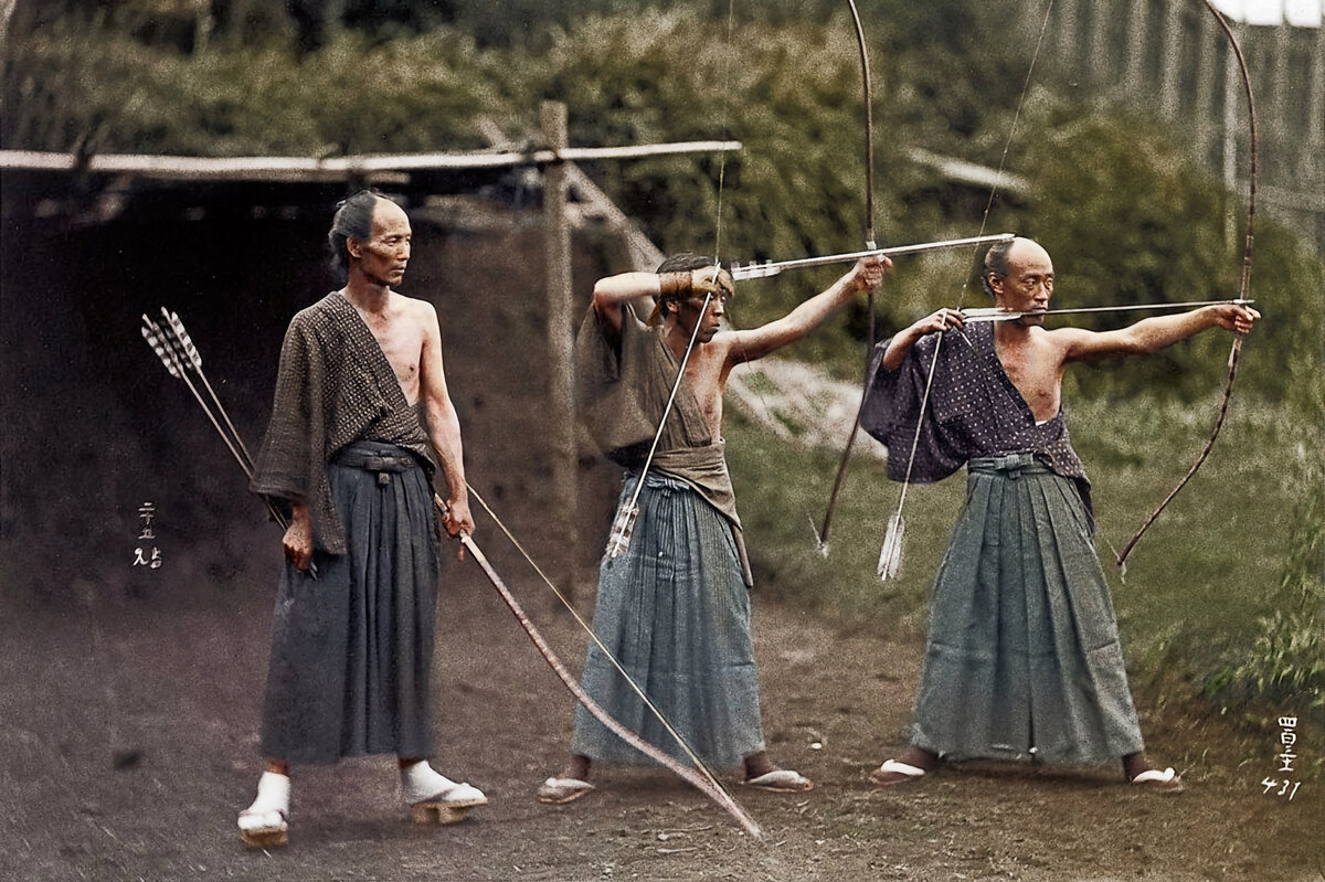 Японские лучники, 1860 год.