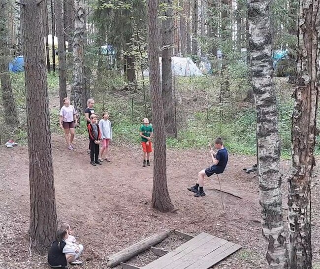 Детская Трос тарзанка, ZipLine (канатная дорога) для дачи