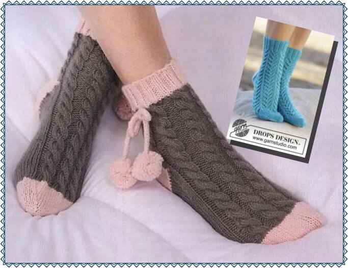Красивые носки спицами с узором