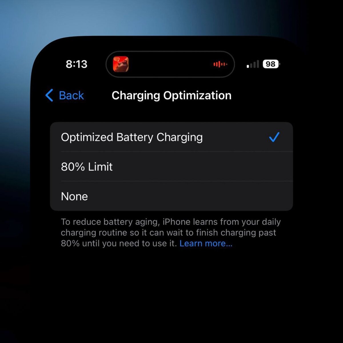 📱В настройках iPhone 15 добавили ограничение зарядки до 80%

Все iPhone 15-й серии получили новые режимы зарядки:
– Оптимизированная зарядка
– Зарядка до 80%
– Обычная зарядка(Без ограничений)
