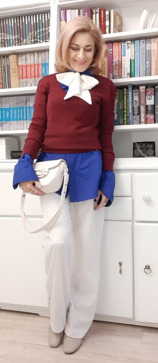 Мужская рубашка, джемпер и брюки из секонд-хэнда.