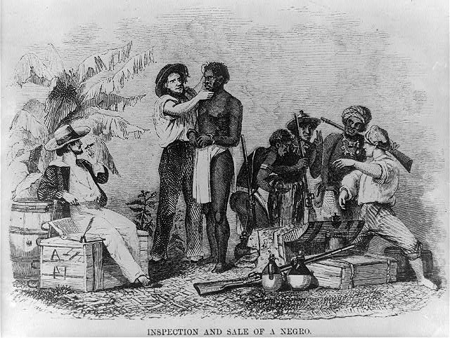 Осмотр и продажа раба. Репродукция, 1854 г.