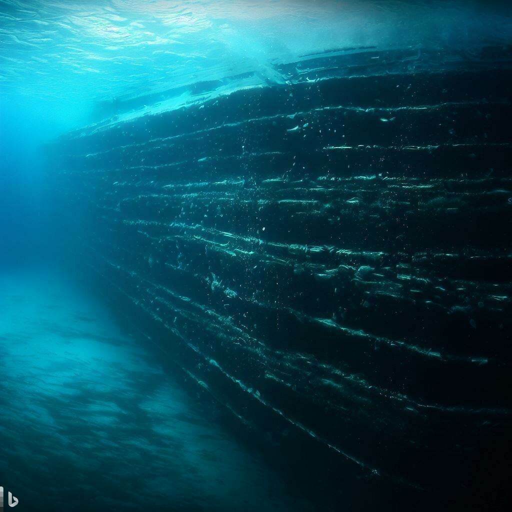 Тайный океана. Под океаном. Дно океана. Подводная стена в океане. Гигантская подводная стена.