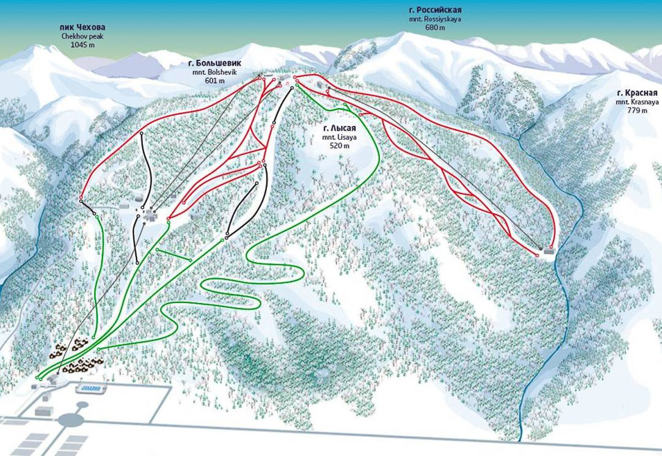 горный воздух схема трасс гора красная. горный воздух трассы. спортивно туристический комплекс горный воздух сахалин. схема горного воздуха южно-сахалинск. горный воздух сахалин карта.