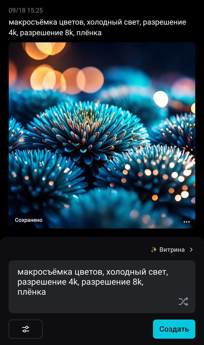 Скрин иллюстрации макрокадра, сгенерированного в приложении CapCut
