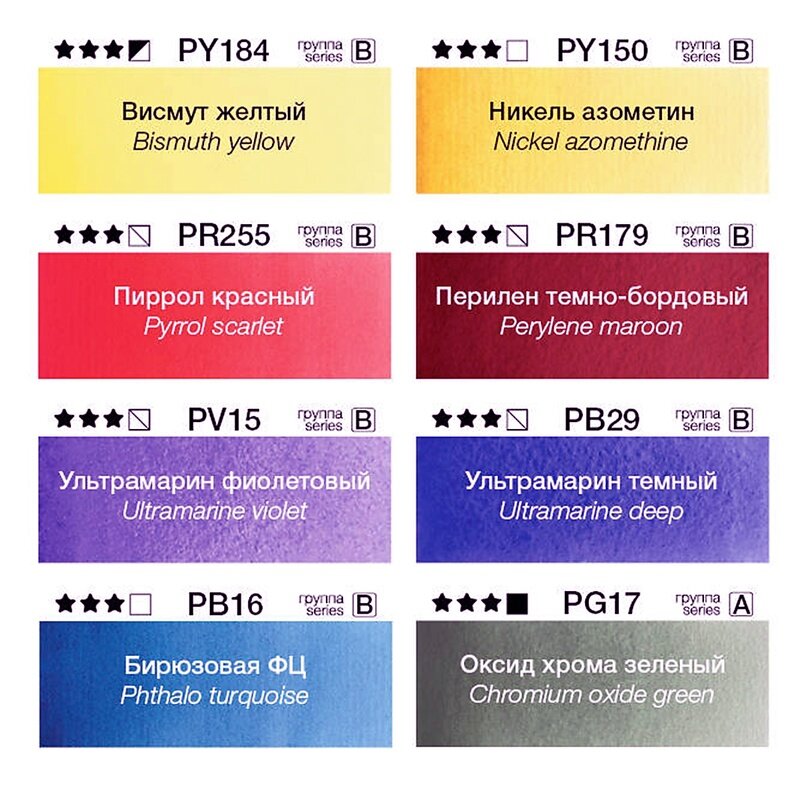 Фотография палитры однопигментных красок может быть такой