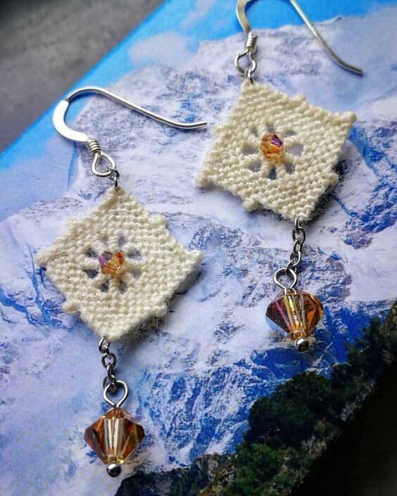 Серьги из кружева пунчетто, автор: igioiellidi