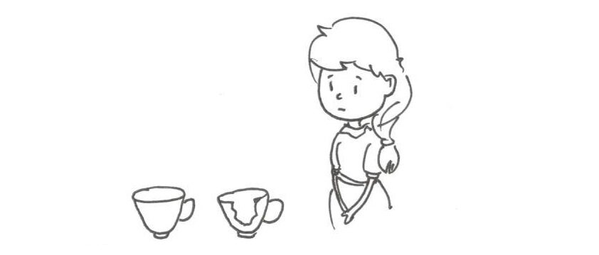 Рис 1. Чашка разбита. Первичный дефект.