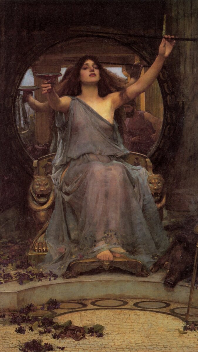 Цирцея протягивает чашу с колдовским зельем. Картина Дж. У. Уотерхауса