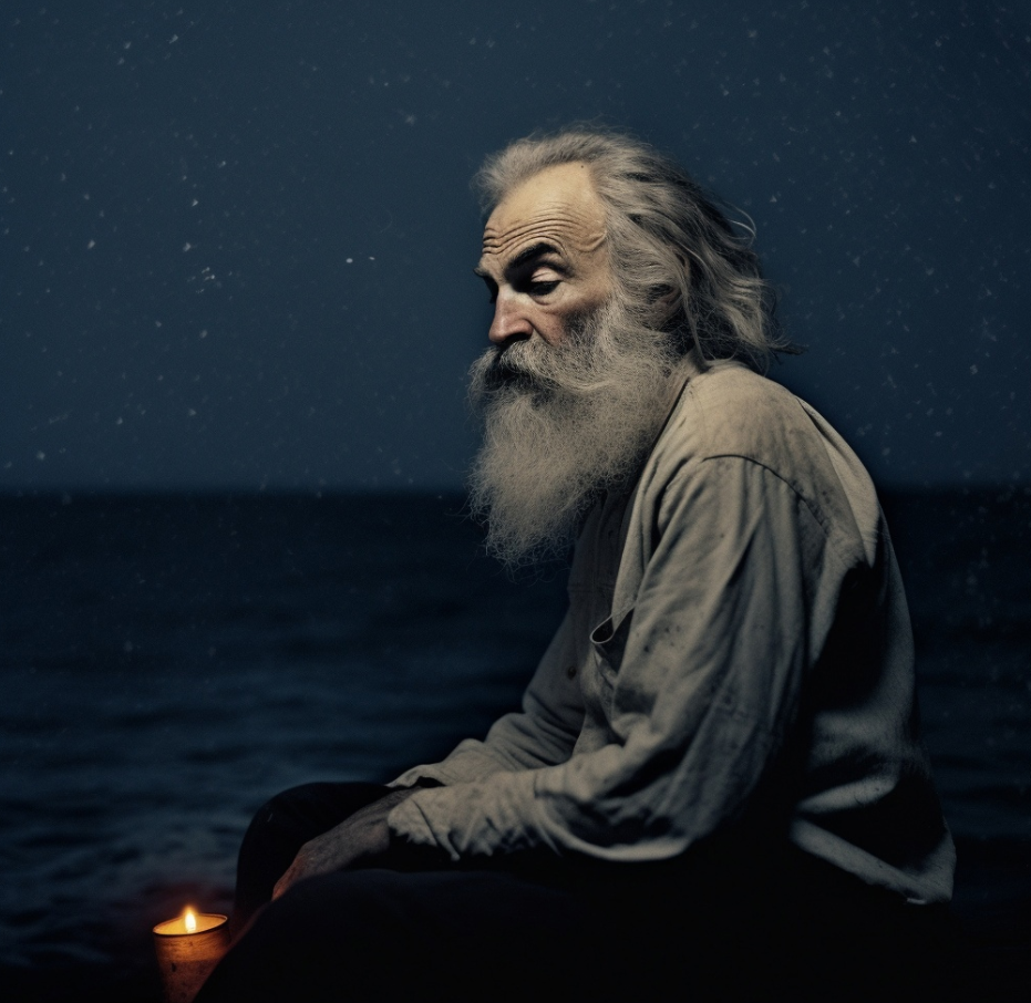 Так нейросеть изобразила Уитмана сидящего у моря (можно листать)