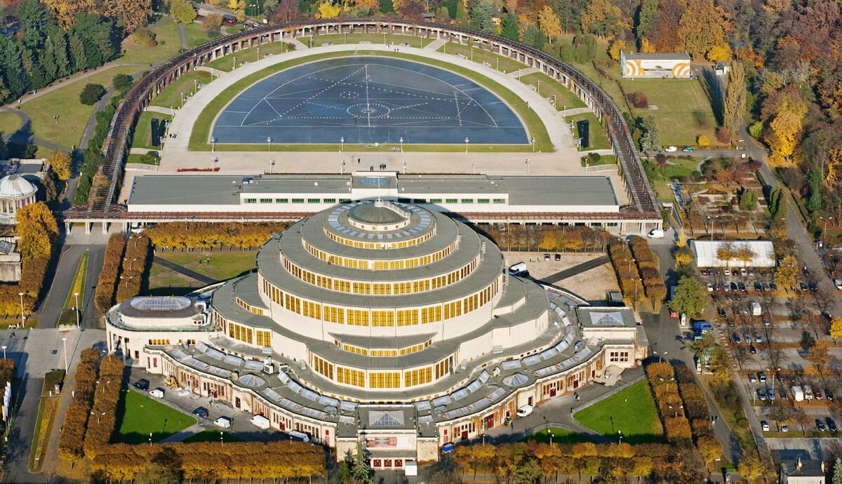 архит. берг. м. зал столетия во вроцлаве. зал столетия в бреслау.