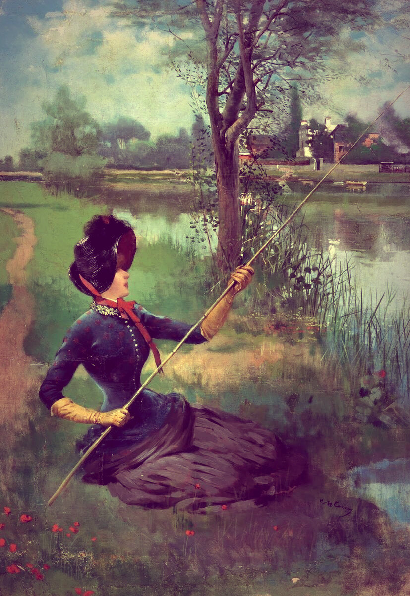 Vittorio Matteo Corcos (1859-1933), "Девушка собирает удочку"