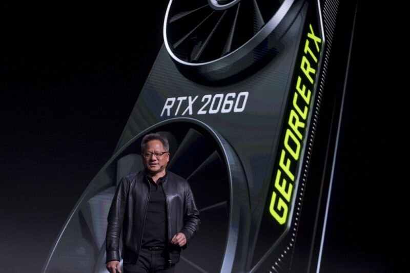 Дженсен Хуанг, президент и главный исполнительный директор Nvidia Corp., выступает во время мероприятия компании на выставке CES 2019 в Лас-Вегасе. (Фотограф: Дэвид Пол Моррис)