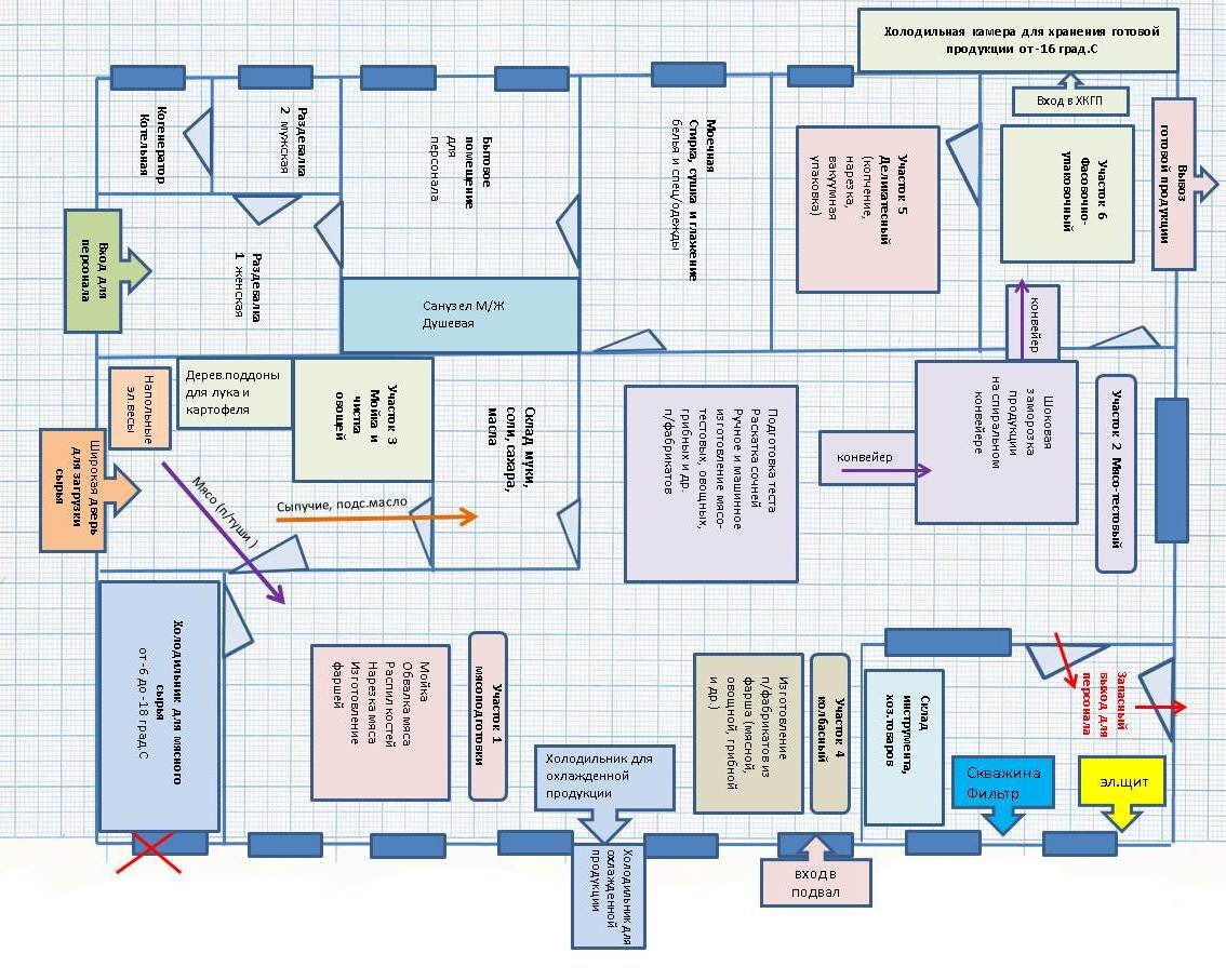Технологическая схема помещения. План схема пельменного цеха. Схема размещения оборудования цеха пельменного. Схема пельменного цеха для производства пельменей. Планировка коптильно колбасного цеха 200кв м.