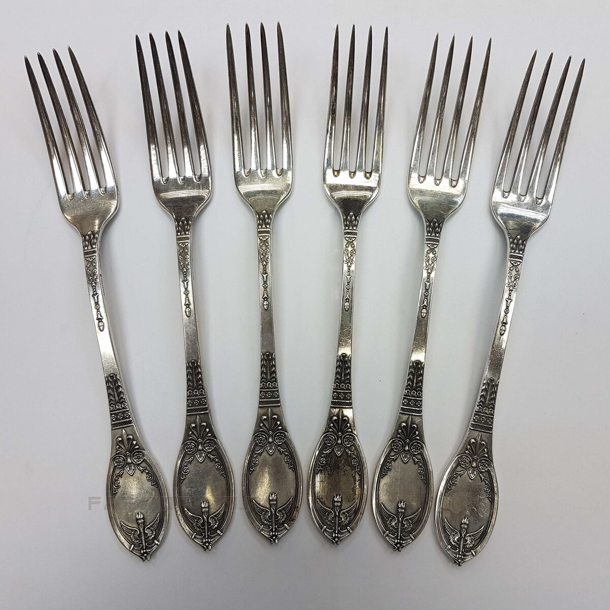 Набор вилок 84 пробы производства братьев Хемпель. ТД "Любавин". Россия 1908 - 1917 год.