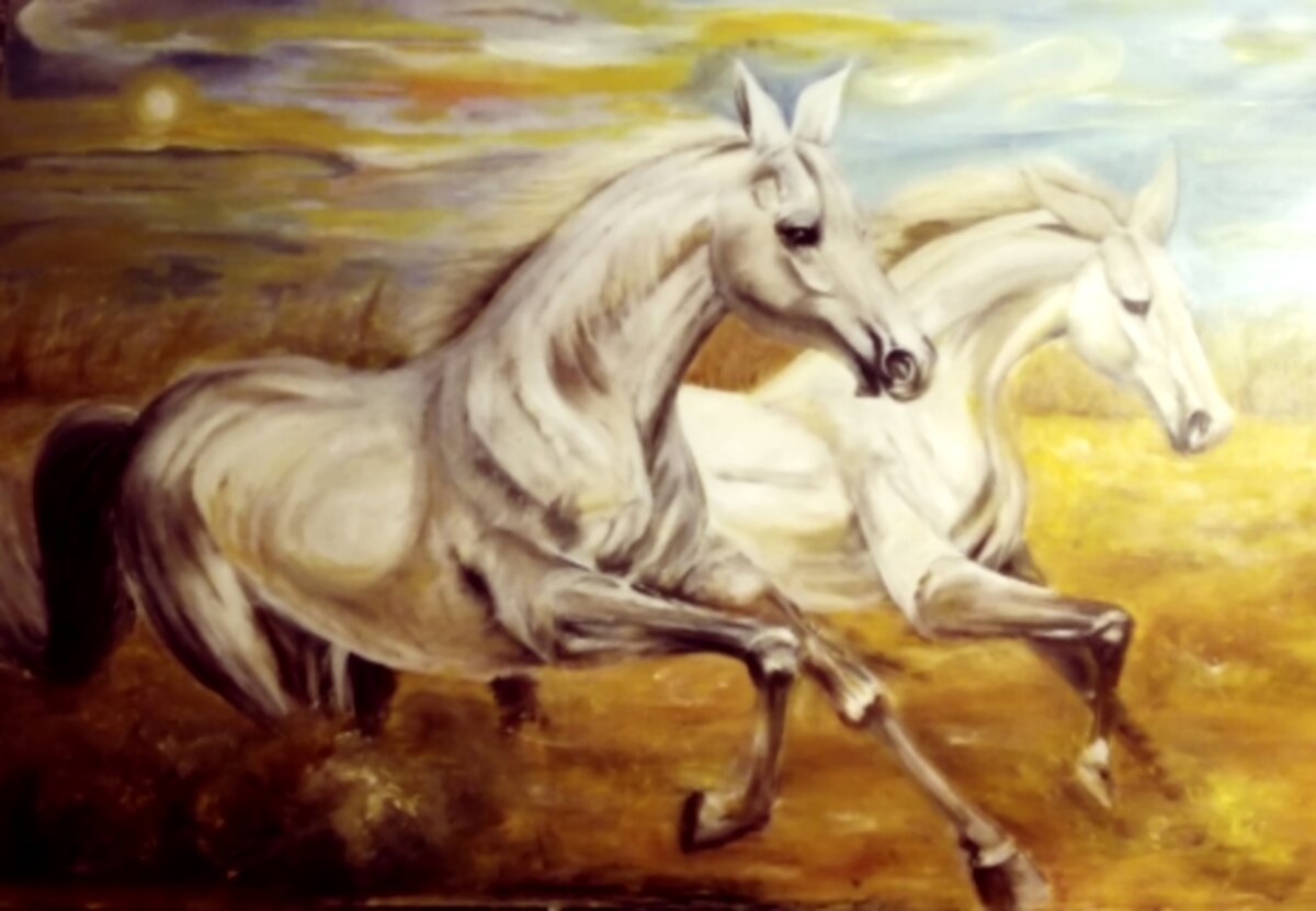 картина "Лошади"120*80, масло,холст.2018г