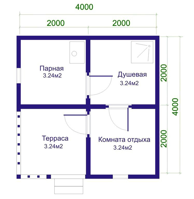 Баня проекты с размерами 4 на 4 метра