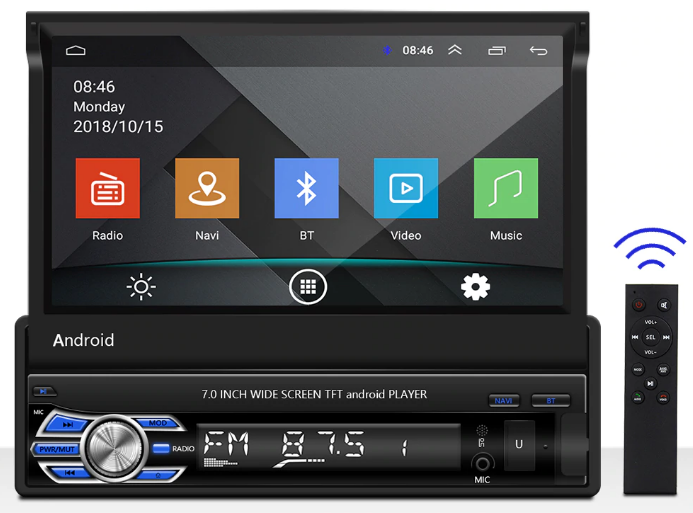 Автомагнитола с выдвижным экраном на Android