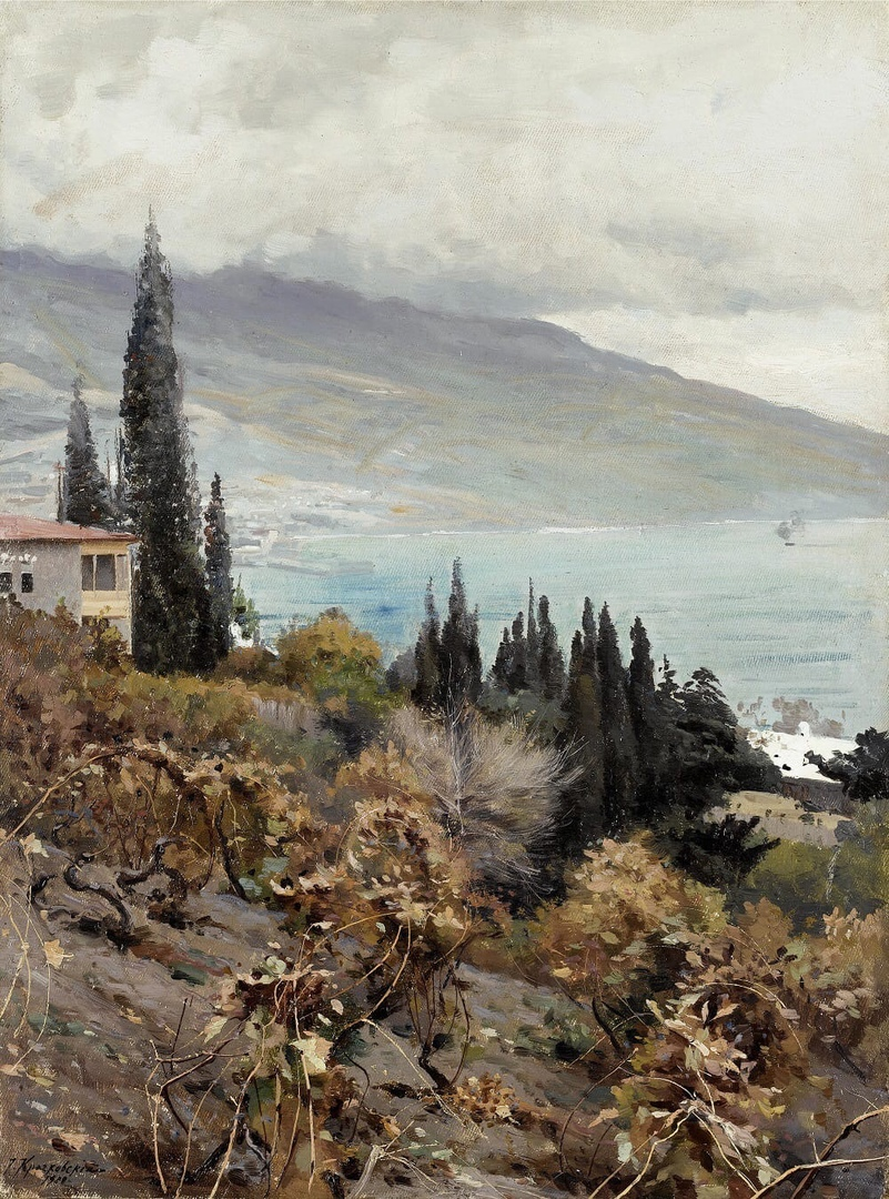И. Крачковский. Осень. На виноградниках Челтышева. 1900 г. Холст, масло. 42,5 × 32 см