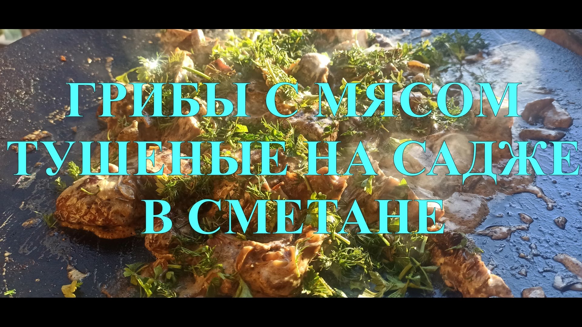 ГРИБЫ С МЯСОМ В СМЕТАНЕ НА САДЖЕ НА КОСТРЕ #40