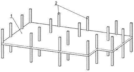 1 - плита перекрытия; 2 - колонны 
Рисунок 5.1 - Каркасная конструктивная система
