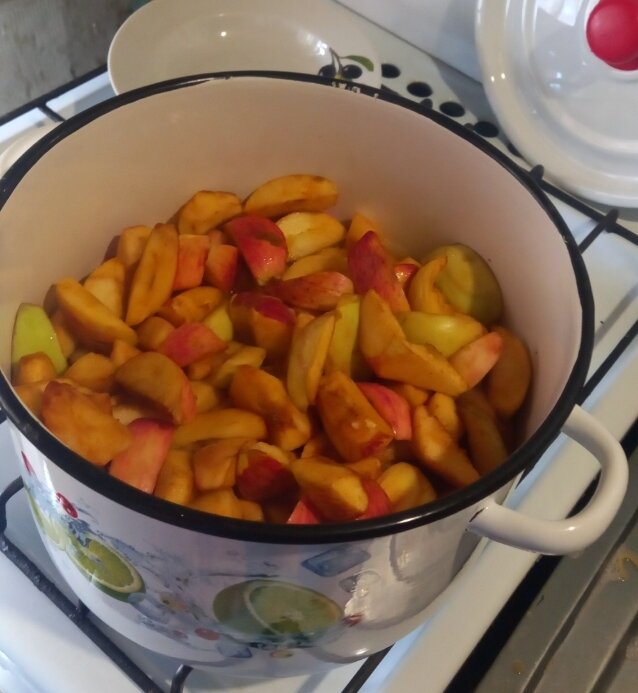 Личное фото автора, первый этап варки повидла.