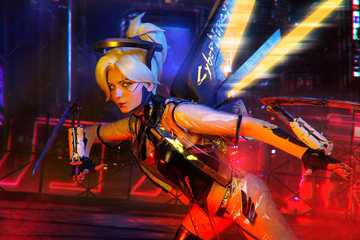 Косплей КиберМерси: если бы Ангел заглянула в Cyberpunk 2077 | GameFans ...