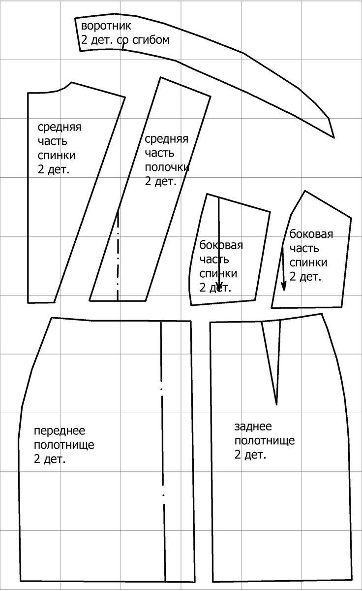 Сложите ткань вдвое, лицевой стороной внутрь. Разложите выкройку на ткани, максимально её экономя. Приколите булавками и вырежьте, прибавляя по всем срезам 1 см, а по нижнему срезу 3 см. 