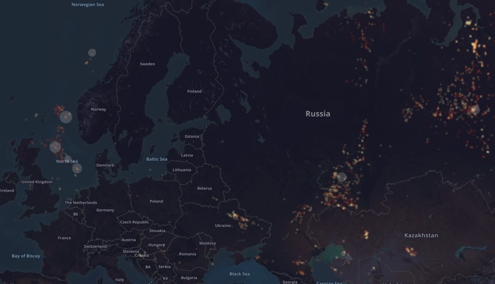 http://oci.carnegieendowment.org/#map На карте видны места сожжения попутного газа
