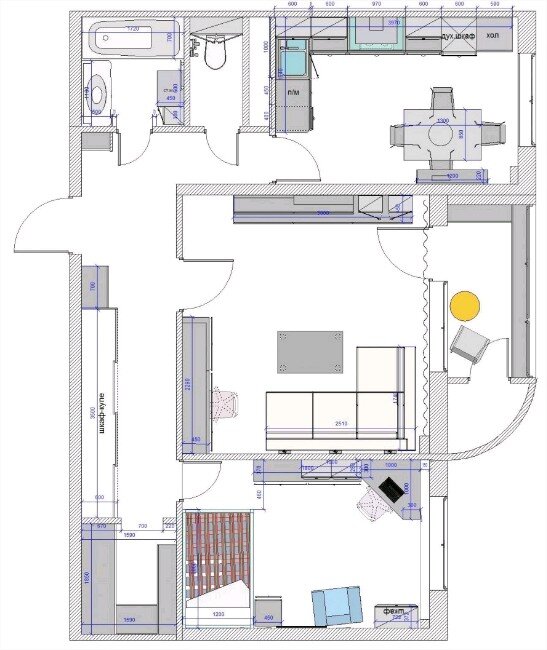 Примерно так необходимо всё расчертить для составления картины будущего ремонта.