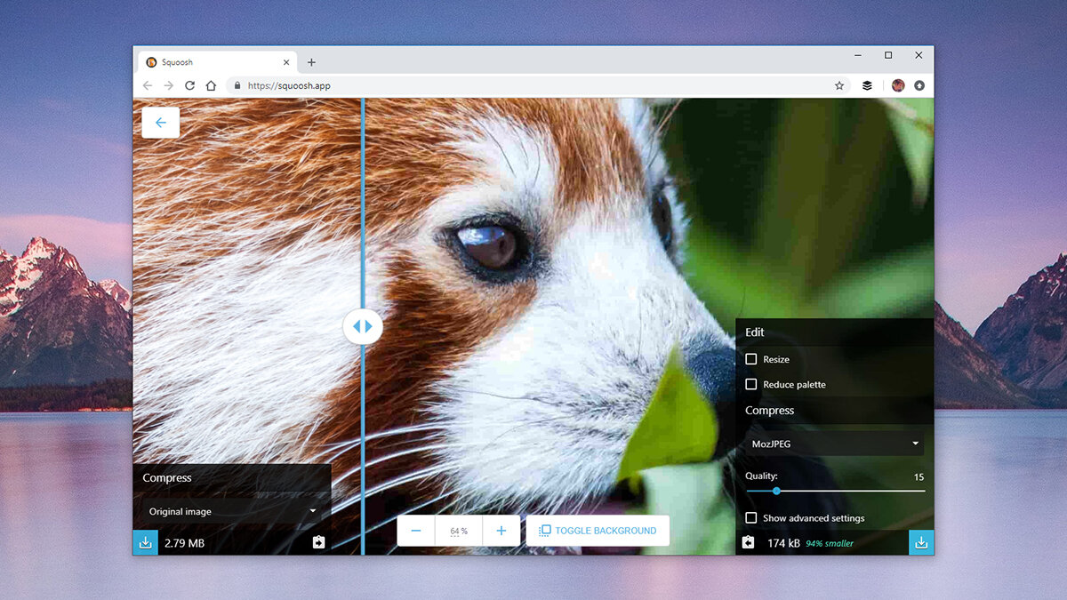  В Google Chrome Labs появилось приложение для преобразования изображений в режиме реального времени. Squoosh — инструмент с открытым исходным кодом, быстр и удобен.