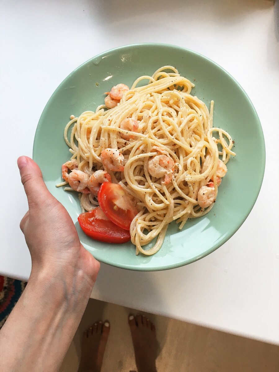 пробовала аналогичный рецепт с лососем и курицей - вкусно, но лучше всего именно с креветками.