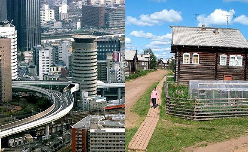 Картинки в деревне и в городе