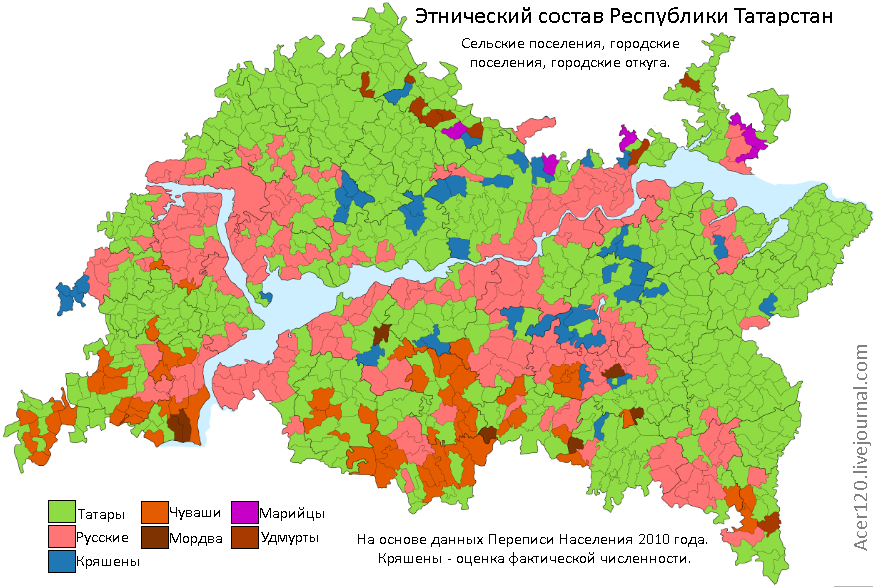 Где проживают татары на территории россии карта