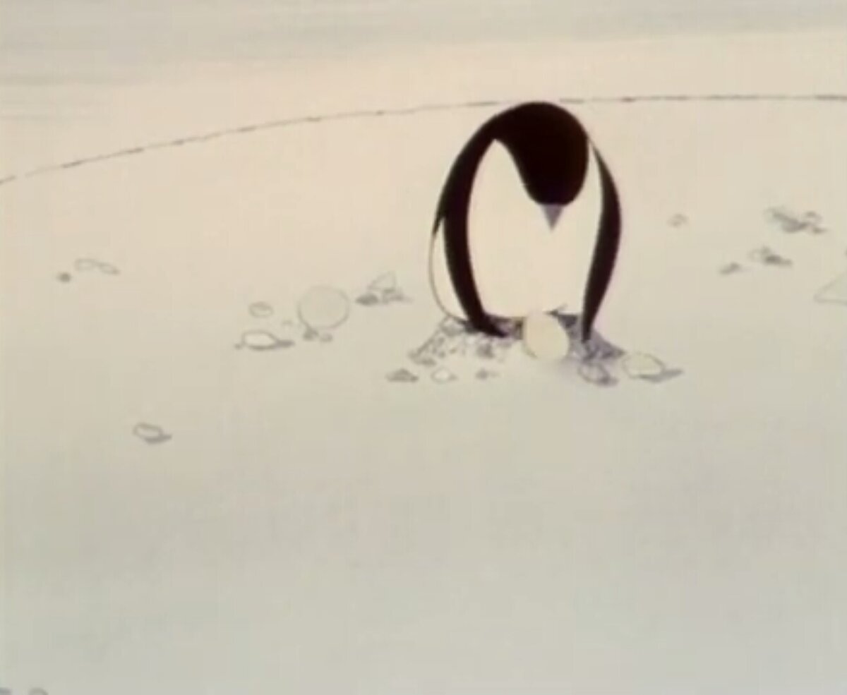 Момент, когда Пынгвын (так звали второго) упускает яйцо Пингвина (так звали первого)