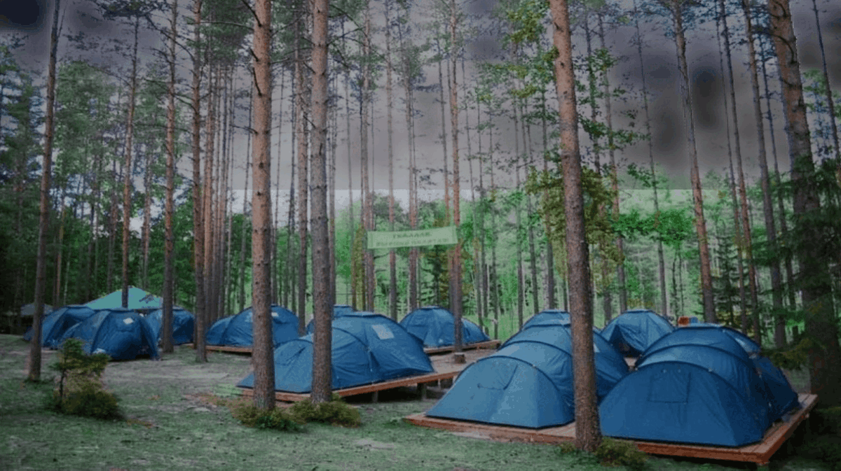 Палаточный город на берегу живописного Валдайского озера. Гиф - О. Яцкевич.