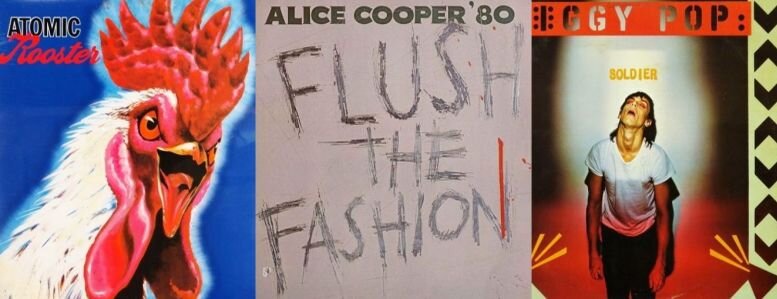 Atomic Rooster «Atomic Rooster», Alice Cooper «Flush the Fashion», Iggy Pop «Soldier». Все альбомы - 1980 года выпуска