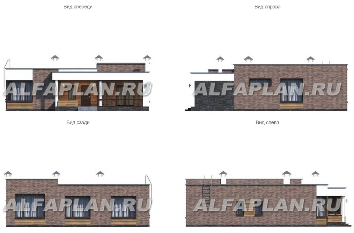 Проект одноэтажного дома c плоской кровлей и верандой - «Фортис» 981А, 180  м2, 2(3) спальни | Популярные проекты домов Альфаплан | Дзен