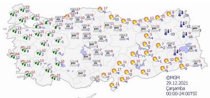 Погода на 29 декабря - дождь...