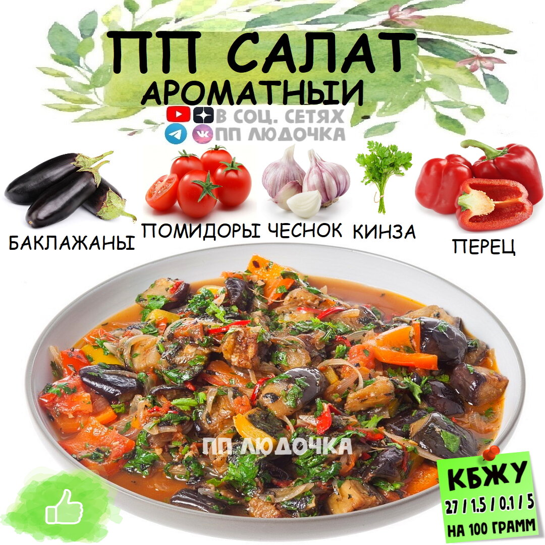 ПП САЛАТ АРОМАТНЫЙ С ЗАПЕЧЕНЫМИ ОВОЩАМИ 🍆🫑 ЕШЬ И ХУДЕЙ 🔥 | ПП ЛЮДОЧКА ПП  РЕЦЕПТЫ | Дзен