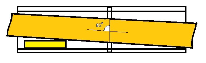 Очень условное изображение размещения заготовки в стусле так, чтобы получить требуемый угол