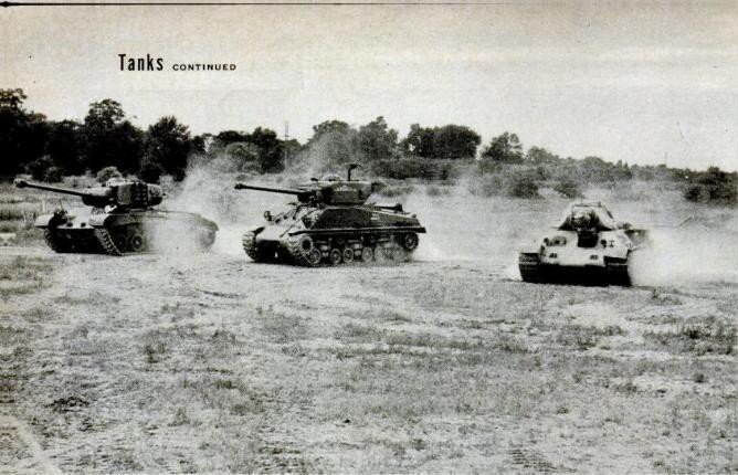 М-26 "Першинг"(первых модификаций), М4А2 "Шерман" (с 76-мм орудием), Т-34 