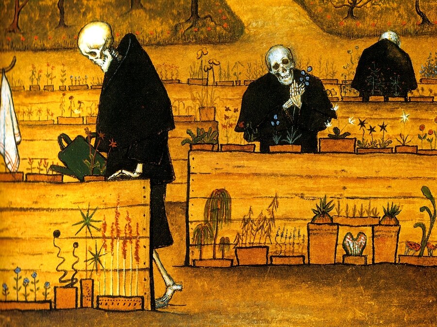 Картина «Сад смерти».  Хуго Симберг, 1896 год.
