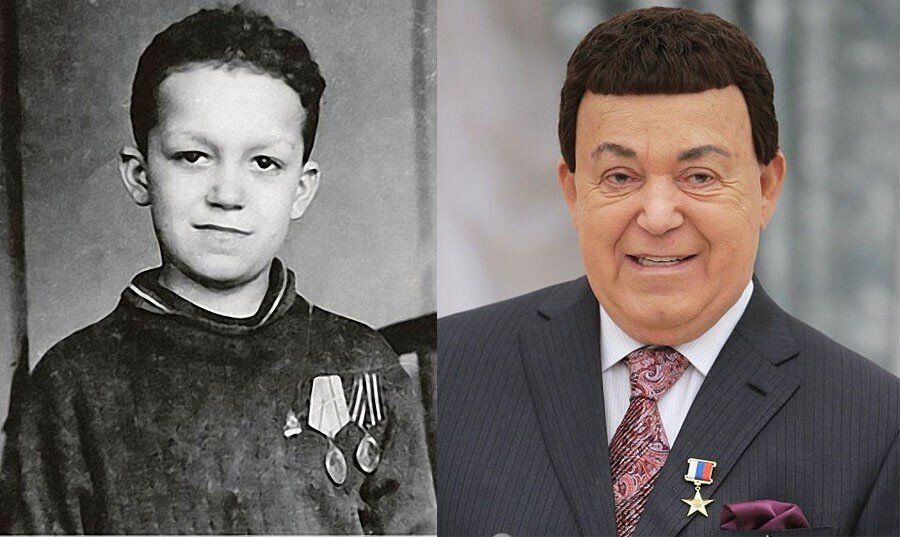 На фото: И. Кобзон в детстве и перед смертью. 